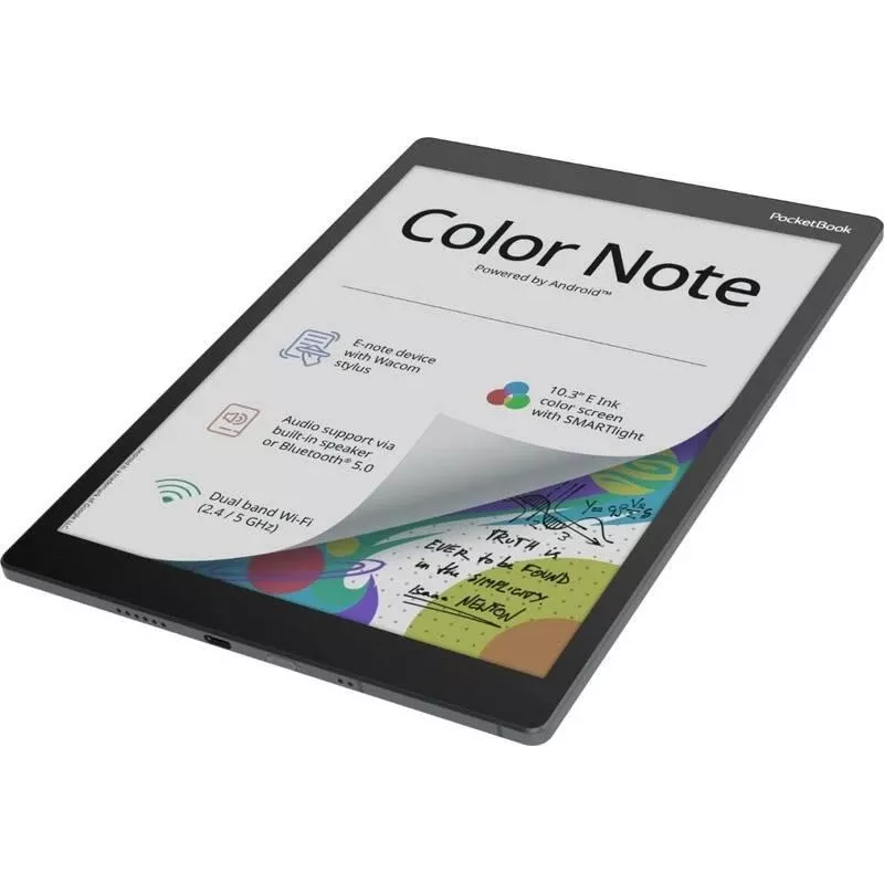 E. knygų skaitytuvas PocketBook Color Note 10,3 col. E Ink Kaleido, 32 GB, Wi‑Fi, jutiklinis ekranas, juoda / mėlyna