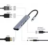 Gembird A-CM-COMBO5-02 nešiojamojo kompiuterio dokas / prievadų replikatorius, laidinis, USB 3.2 Gen 1 (3.1 Gen 1) Type-C, sidabrinis