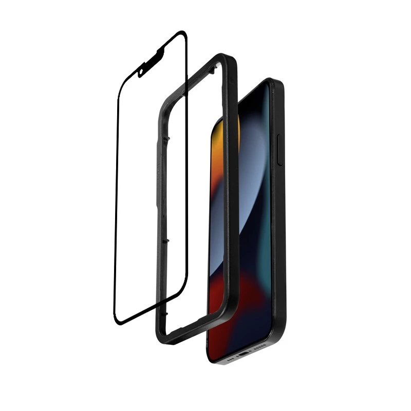 Grūdinto stiklo ekrano apsauga Crong, skirta iPhone 16e / 14 / 13 / 13 Pro — 3D pilna danga