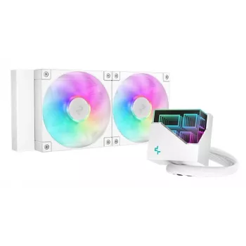 Vandens aušintuvas DeepCool LT240 White — 240 mm radiatorius, 2x 120 mm PWM ventiliatoriai (600–2400 RPM), 41 cm vamzdeliai, LGA1150