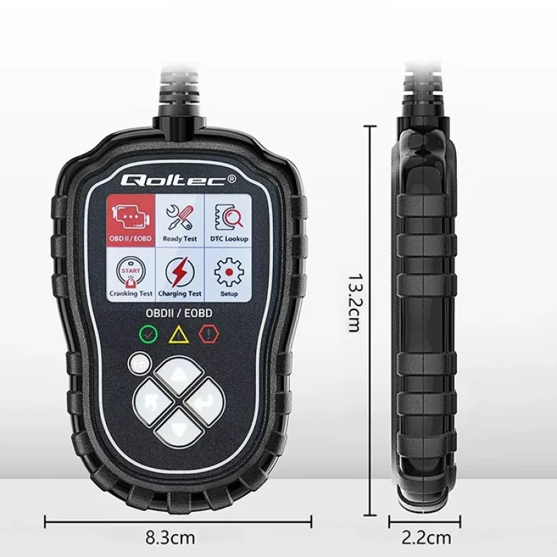 OBDII diagnostinis testeris QOLTEC ProLine 50685 — transporto priemonių OBD-II skaitytuvas 8V/25V sistemoms