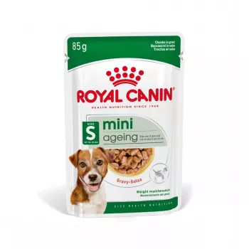 Šlapias šunų ėdalas Royal Canin Mini Ageing 12+ Adult paketėlis 85 g — mažos veislės, paukštiena, vyresnio amžiaus