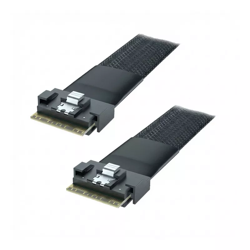 Supermicro kabelis CBL-MCIO-1340M5-1 pusiau plokščias MCIO x8 (STR) į MCIO x8 (STR) 40 cm