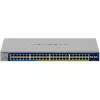 Valdomas gigabitinis PoE komutatorius NETGEAR GS752TXUP — 48× Gigabit RJ-45, 10G palaikymas, 1U stovas, 176 Gbit/s perjungimo pajėgumas