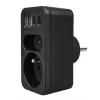 Maitinimo skirstytuvas MACLEAN MCE249 F/B — 2 kintamosios srovės lizdai (16A + 6A) su 2×USB-A ir 2×USB-C PD 20W, EU kištukas, juodas