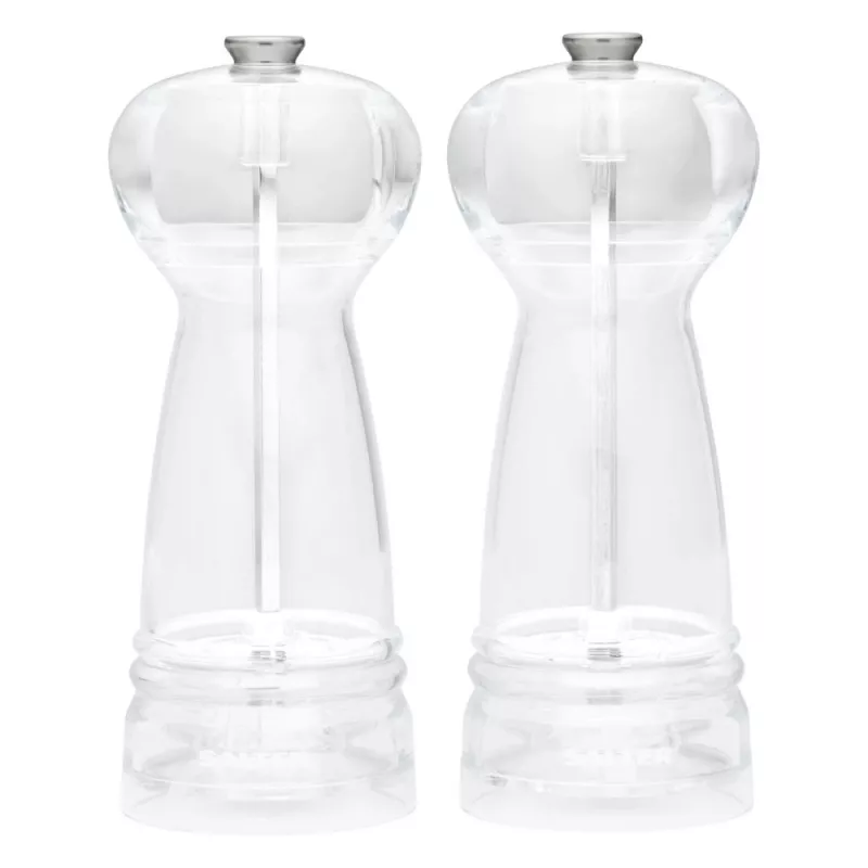 Druskos ir pipirų malūnėlių rinkinys Salter BW12949EU7, permatomi korpusai, rankinis malimas