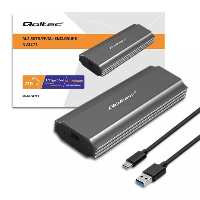 Qoltec 52271 saugojimo diskų dėklas SSD dėklas Pilka M.2