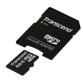 „Transcend“ 4 GB „MicroSDHC“ „Class 10“ atminties kortelė su adapteriu