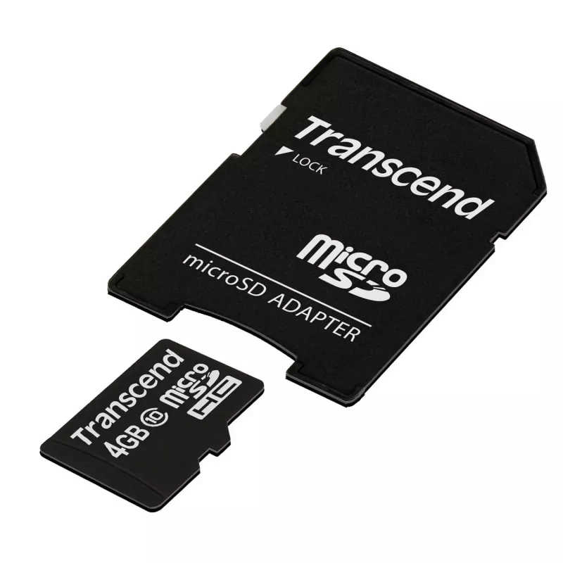 „Transcend“ 4 GB „MicroSDHC“ „Class 10“ atminties kortelė su adapteriu