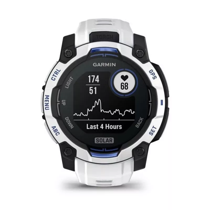 Išmanusis laikrodis GARMIN Instinct 2 45 mm, MIP 0,9 colio (176×176), GPS, saulės energija, silikoninis dirželis mėlynas/baltas
