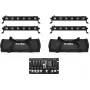 EUROLITE LED Bar Set 4x LED BAR-6 QCL RGBW su 2 minkštais krepšiais ir valdikliu