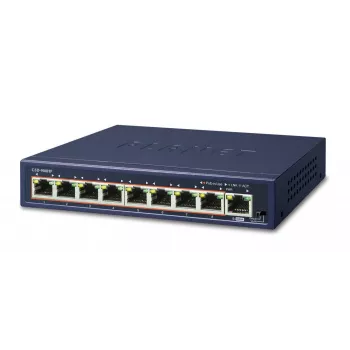 PLANET GSD-908HP - komutatorius - 8 x 10/100/1000 (PoE+) + 1 x 10/100/1000 (Uplink) - Stalinis - PoE+ (GSD-908HP)