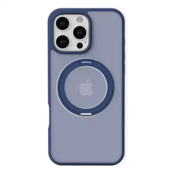 Apsauginis telefono dėklas Torras Ostand Pro, skirtas iPhone 16 Pro, mėlynas, plonas dizainas