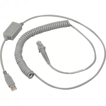 Datalogic USB kabelis, spiralinis USB jungiamasis kabelis, spiralinis, pilkas, 2 m, tinka visiems rankiniams skaitytuvams (90A051922)