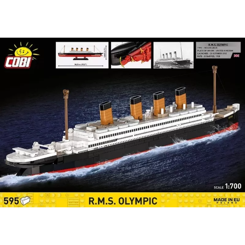 Konstruktorius Cobi Blocks R.M.S. Olympic 59 kaladėlės — 59 dalių modeliavimo rinkinys