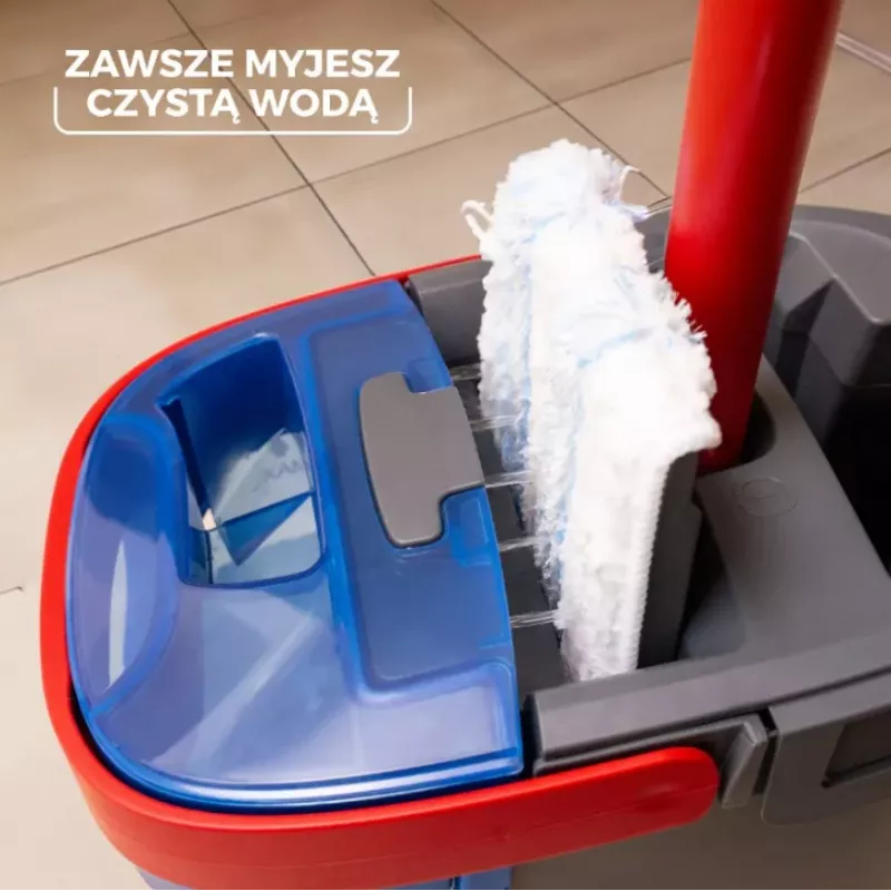 Šluota VILEDA Microfibre 1200 ml šlapiai, 360° besisukanti galvutė, 140,5 cm kotas, nuimama skalbimo mašinoje skalbianti galvutė