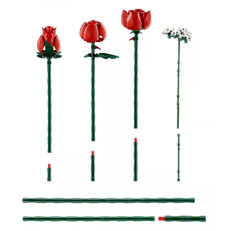 LEGO Icons Rožių puokštė – dirbtinių gėlių rinkinys suaugusiems, botaninė kolekcija, namų dekoro aksesuarai, Valentino dienos dovana moterims