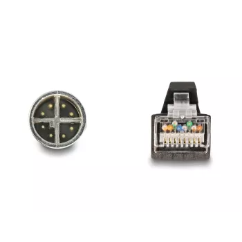 DeLOCK M12 kabelis X koduotas 8 kontaktų kištukas į RJ45 kištuką PUR (TPU) 1 m