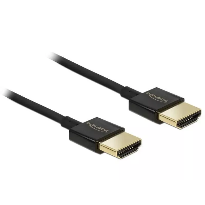 DeLOCK Slim Premium - vaizdo / garso / tinklo kabelis - 36 AWG - HDMI, 19 kontaktų (M) - HDMI, 19 kontaktų (M) - 1,0 m - triguba izoliacija - juoda (84771)