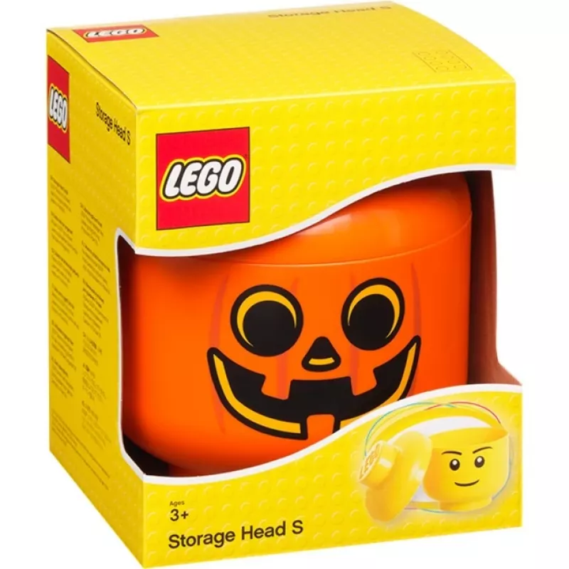 LEGO Storage Head moliūgas, mažas, dėžutė oranžinė/juoda