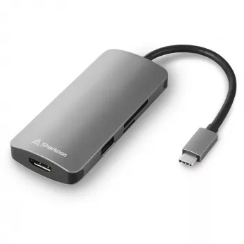 Daugiafunkcis adapteris Sharkoon USB 3.0 Type C 3.2 Gen 1 Pilkas