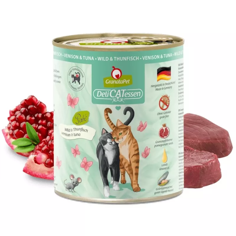 Šlapias kačių maistas Fox4Pets DeliCATessen Game and Tuna 800 g — elniena ir tunas, suaugusioms katėms, pilnavertis pašaras, be glitimo ir sojos