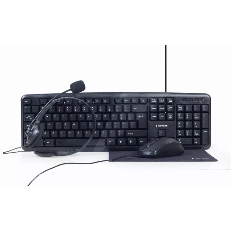 Gembird KBS-UO4-01 klaviatūra, pelė įskaičiuota, biuro, USB, QWERTY, JAV anglų, juoda
