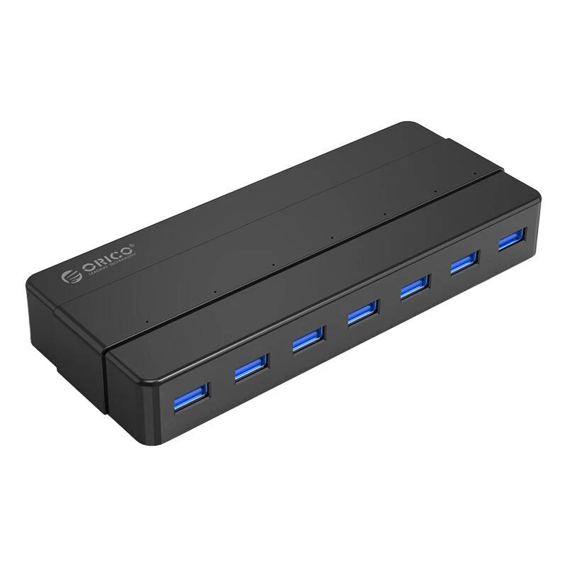 USB šakotuvas ORICO H7928-U3-V1 7 prievadų USB 3.0, juodas, atskiri maitinimo jungikliai