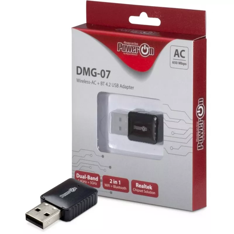 Inter-Tech DMG-07 - Belaidis - USB - Wi-Fi / Bluetooth - Wi-Fi 5 (802.11ac) - 650 Mbit/s - Juoda (88888146)