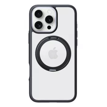 Apsauginis telefono dėklas Torras Ostand R Fusion, skirtas iPhone 16 Pro — juodas
