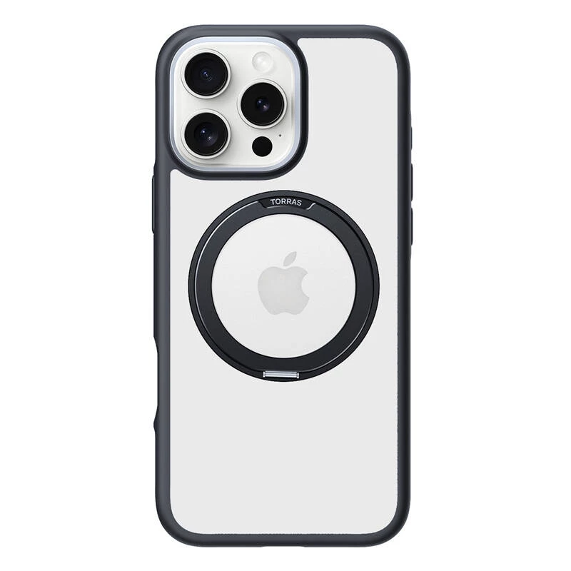 Apsauginis telefono dėklas Torras Ostand R Fusion, skirtas iPhone 16 Pro — juodas