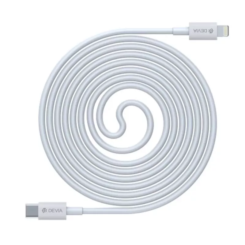 USB-C į Lightning kabelis Devia Smart Series PD 18W — baltas, MFi sertifikuotas