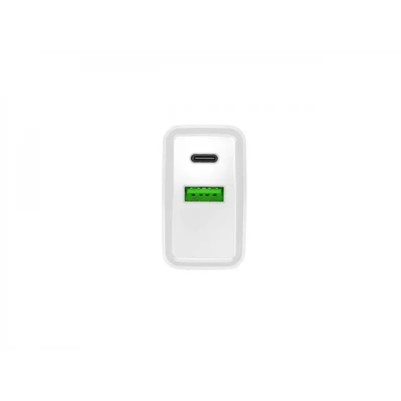 Vidinis AC greito įkrovimo įkroviklis NATEC RIBERA 12V 20W USB-C PD 3.0 + USB-A Samsung AFC baltas