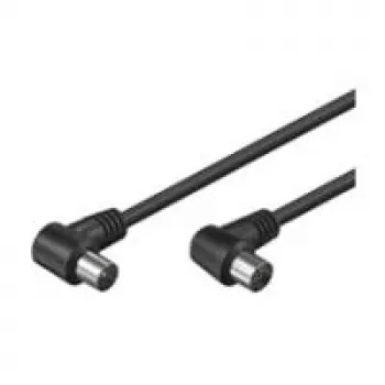 Wentronic Goobay antenos kampinė jungiamoji laidas, juodas, 2,5 m - IEC/Coax kištukas 90° IEC/Koax lizdas 90° (11526)