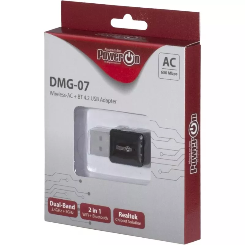 Inter-Tech DMG-07 - Belaidis - USB - Wi-Fi / Bluetooth - Wi-Fi 5 (802.11ac) - 650 Mbit/s - Juoda (88888146)