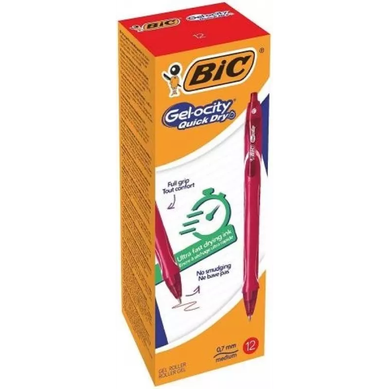 BIC Gel Pen Gelocity QUICK DRY raudonas, dėžutėje 12 vnt. 494671
