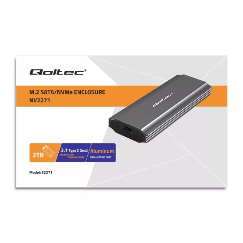 Qoltec 52271 saugojimo diskų dėklas SSD dėklas Pilka M.2