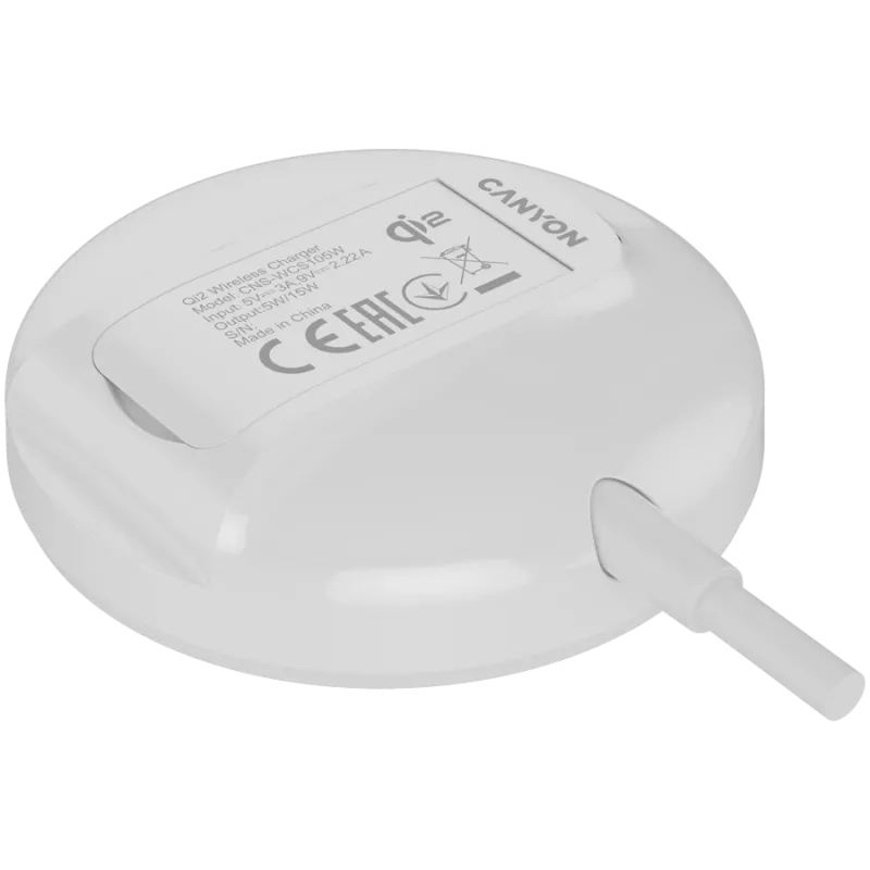 Belaidis įkroviklis CANYON WS-105 15W Qi2 baltas – 15W belaidis įkrovimas, suderinamas su Qi2