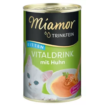 Skystas kačių skanėstas Miamor MIAMOR Trinkfein Kitten Vitaldrink su vištiena 135 ml, be grūdų, skystas mėsingas skanėstas
