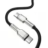 USB‑C į USB‑C kabelis Baseus Cafule Metal — 2 m, 100W įkrovimas, USB 2.0 (480 Mbps), cinkuoti kontaktai, juodas