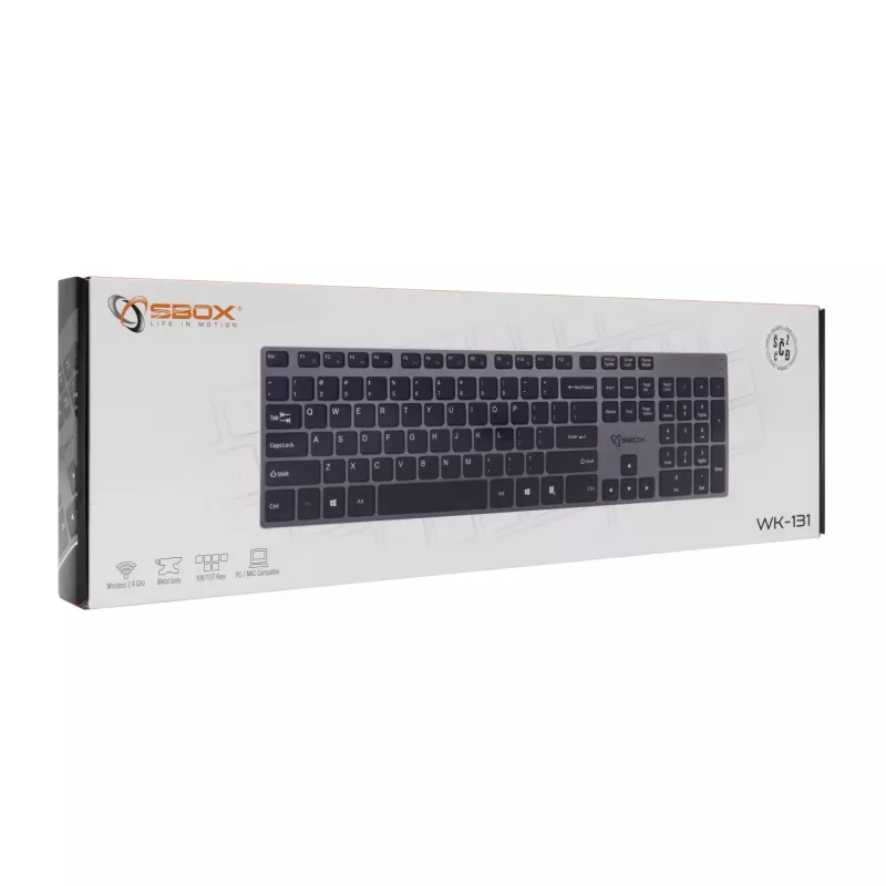 Belaidė klaviatūra SBOX WK-131 US, kompaktiškas metalinis dizainas, US išdėstymas