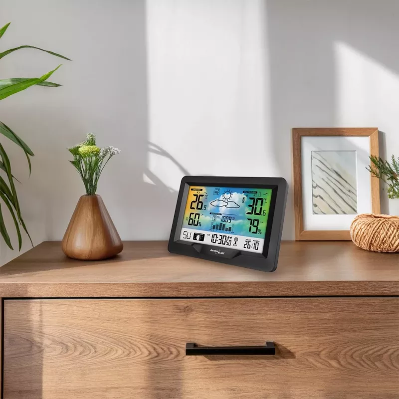Belaidė orų stotelė GreenBlue GB540N — patalpų ir lauko temperatūros bei drėgmės stebėjimas