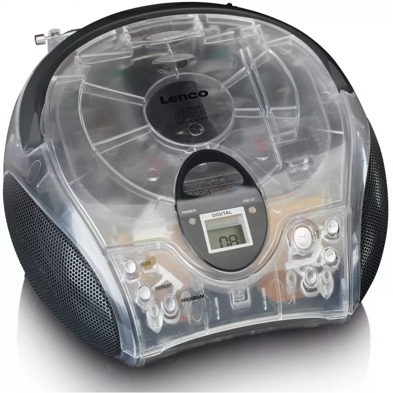Nešiojamasis radijo CD grotuvas Lenco SCD-24TR — FM, 4 W išvestis, LCD, teleskopinė antena, AC/DC, 6×C baterijos