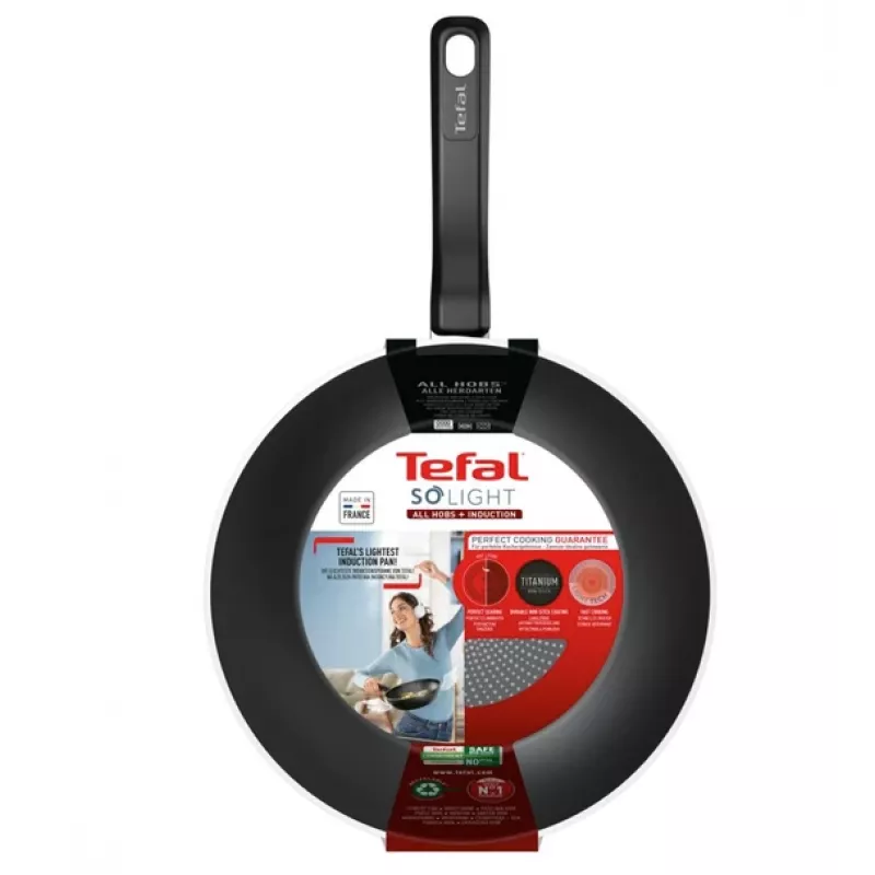 Wok keptuvė Tefal So Light 28 cm — indukcinė, neprideganti, lengva