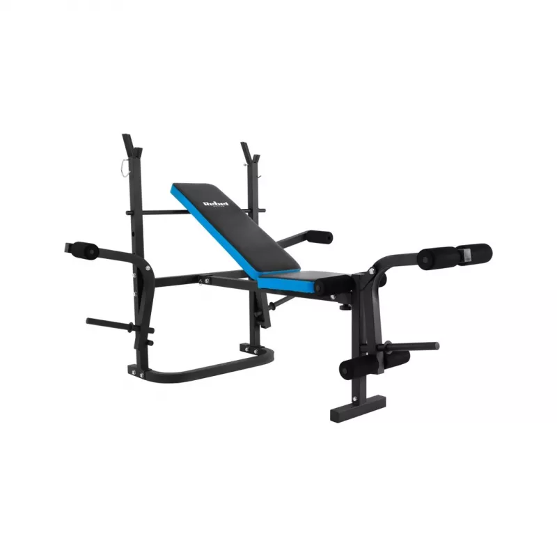 Reguliuojamas daugiafunkcis treniruočių suoliukas Rebel RBA-2007 — reguliuojama atlošas ir sėdynė, sulankstomas, 1610×1300×1005 mm, 18,6 kg