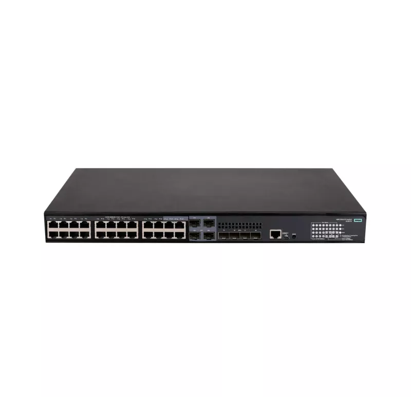 HPE - FlexNetwork 5140 24G PoE+ 4SFP+ EI - komutatorius - 3 lygmens - išmanusis - 24 x 10/100/1000 (PoE+) + 4 x kombinuotieji 10/100/1000Base-T (PoE+) / 100/1000Base-X SFP + 4 x 10 Gigabit Ethernet / 1 Gig