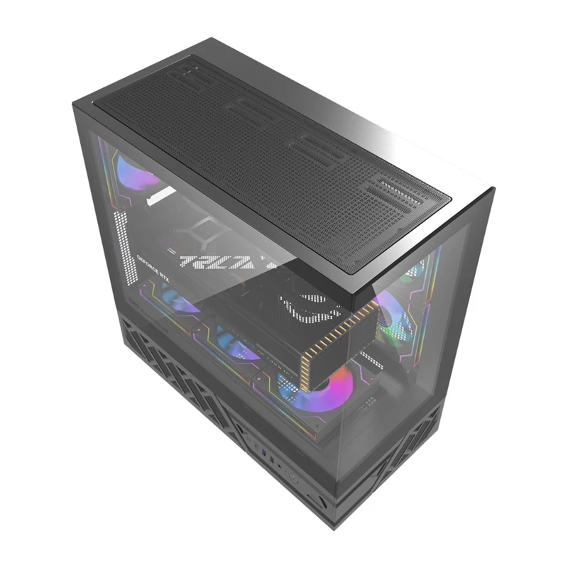 Kompiuterio korpusas DarkFlash DS950 (juodas) — midi bokštas, suderinamas su ATX