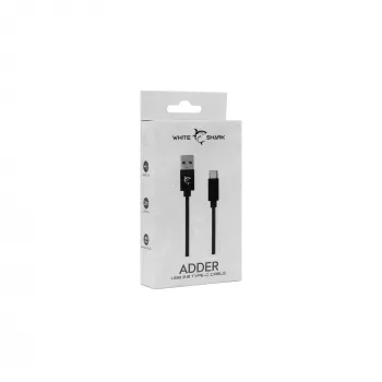 USB į USB-C kabelis White Shark Adder 2 m — įkrovimo ir duomenų perdavimo kabelis, baltas