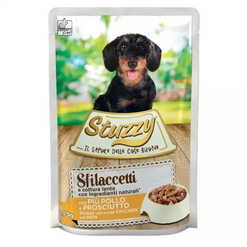 STUZZY Sfilaccetti vištiena su kumpiu - drėgnas šunų ėdalas - 100 g