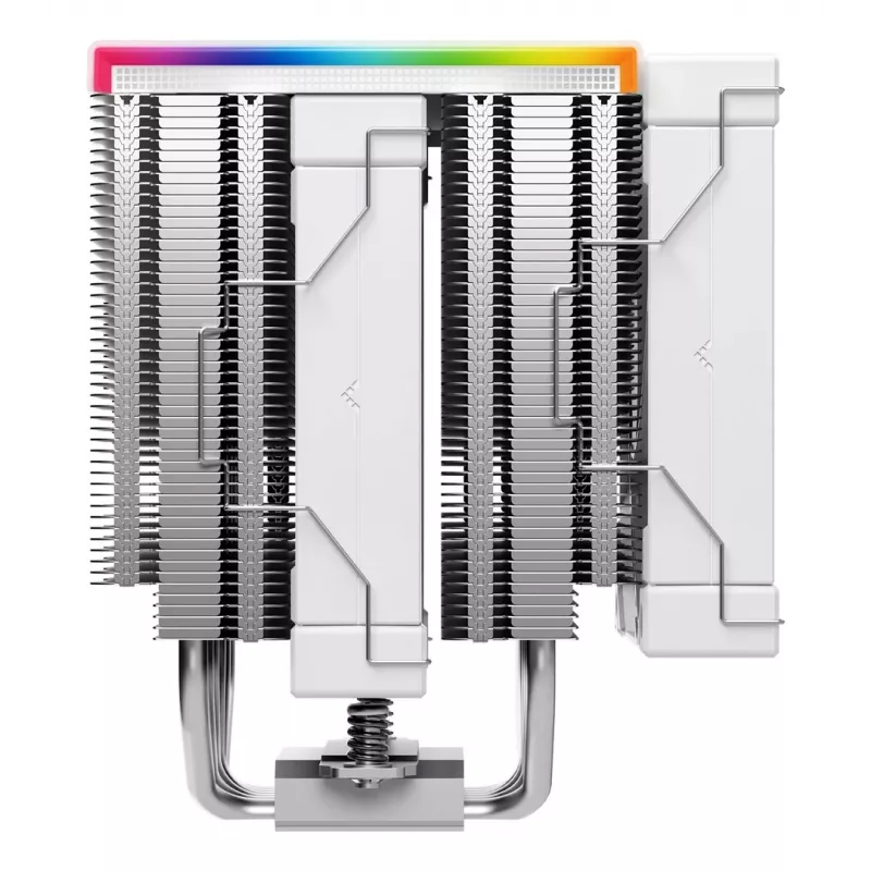 Oro aušintuvas DeepCool AK620 Digital SE White — dvigubi 120 mm ventiliatoriai, 6 šilumos vamzdeliai, PWM, LGA 1700 palaikymas, įmontuotas ekranas